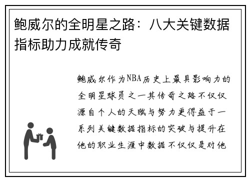 鲍威尔的全明星之路：八大关键数据指标助力成就传奇